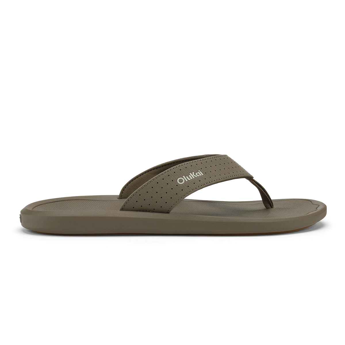 Walnut-colored thong sandal with perforated toe strap and cushioned footbed.