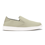 Ecru leather slip-on sneaker with white sole and perforated side panel detail.